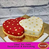 RED CLIFF Edible Golden Heart Shape Sprinkles | Combo Pack Of 2 | Hearts Sweet Candy Topping for Cake Decor | Cake Decoration and Garnishing | (Golden Heart Sprinkles | 100gx2 |)-thumb1