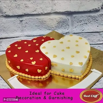 RED CLIFF Edible Golden Heart Shape Sprinkles | Combo Pack Of 2 | Hearts Sweet Candy Topping for Cake Decor | Cake Decoration and Garnishing | (Golden Heart Sprinkles | 100gx2 |)-thumb2