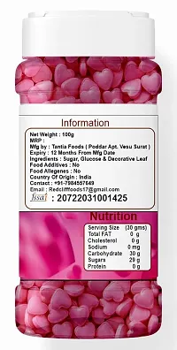 RED CLIFF Edible Pink Heart Shape Sprinkles | Hearts Sweet Candy Topping for Cake Decor | Cake Decoration and Garnishing | (Pink Heart Sprinkles | 100g |)-thumb1