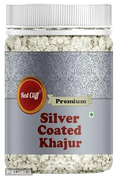 RED CLIFF Premium Silver Coated Khajoor (Dates) | Mouth Freshener | (Silver Coated Dates | 200g |)