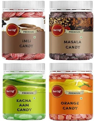 Red Cliff Masala, Orange, Imli, Kacha Aam Candy Candy | Combo Pack of 4 | Premium Khatti Mithi Toffee | 4 x 200g |