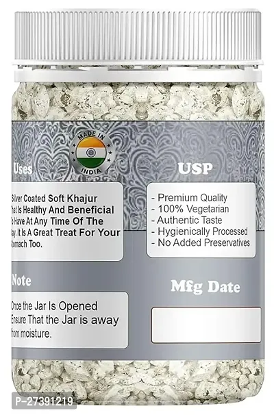 RED CLIFF Premium Silver Coated Khajoor (Dates) | Combo Pack Of 2 | Mouth Freshener | (Silver Coated Dates | 250gx2 ||)-thumb3