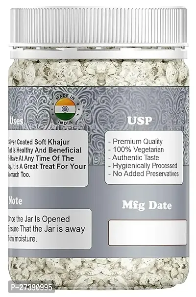 RED CLIFF Premium Silver Coated Khajoor (Dates) | Combo Pack Of 3 | Mouth Freshener | (Silver Coated Dates | 200gx3 |)-thumb2