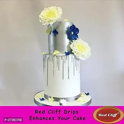 RED CLIFF Metallic Cake Drips | Combo Pack of 2 | Edible Decoration for Cakes | Topping | (Silver Cake Drip | 110mlx2 |)-thumb3