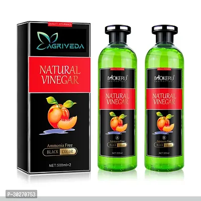 Fruit Vinegar Gel Hair Color Natural Hair Color Dye for Black Hair Dye(500ml x 2) - Black