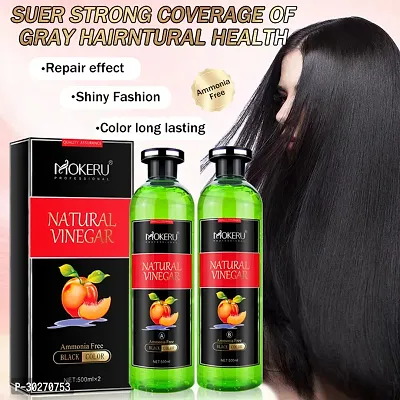 Fruit Vinegar Gel Hair Color Natural Hair Color Dye for Black Hair Dye(500ml x 2) - Black-thumb4