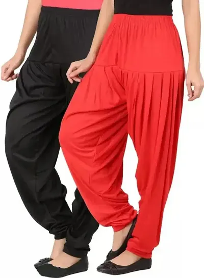 Fancy Viscose Rayon Solid Salwar Pants for Women - Pack of 2