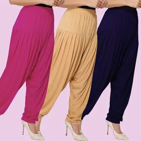 Stylish Viscose Patiala Salwar For Women Pack Of 3