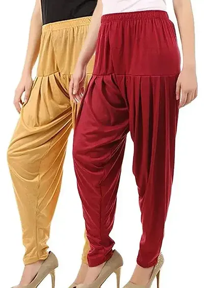 Fancy Viscose Rayon Solid Salwar Pants for Women - Pack of 2