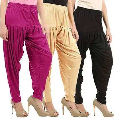 Stylish Viscose Patiala Salwar For Women Pack Of 3