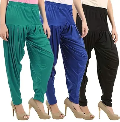 Fancy Viscose Rayon Solid Salwar Pants for Women - Pack of 3