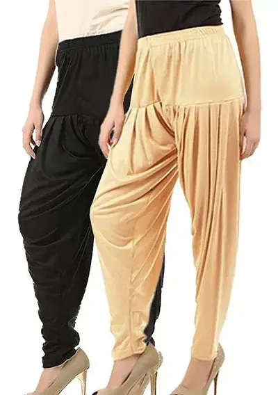 Fancy Viscose Rayon Solid Salwar Pants for Women - Pack of 2