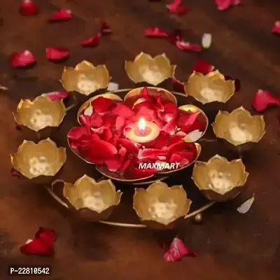 Metal Rangoli Diya With Urli Bowl For Floating Flowers And Tealight Decorative Showpiece - 30 Cm (Iron, Gold)