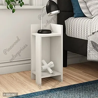 Corner Side Table, End Table, Sofa Table White Engineered Wood 12INCHES-thumb0