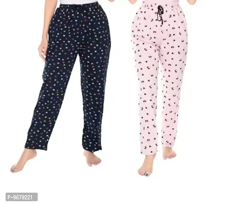 Mini Pie Basics Women's sleepwear lounge wear pure Cotton Walking  jogging pant with 2 pockets combo pack (MEDIUM)-thumb0