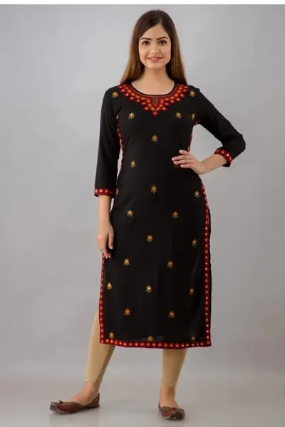 Trendy Rayon Embroidered Kurti for Women