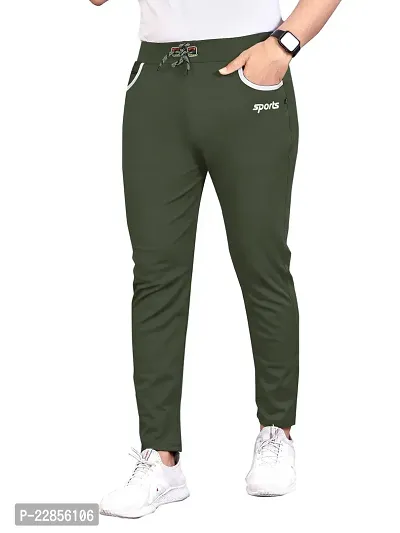 Stylish Green Polycotton Regular Track Pants For Men