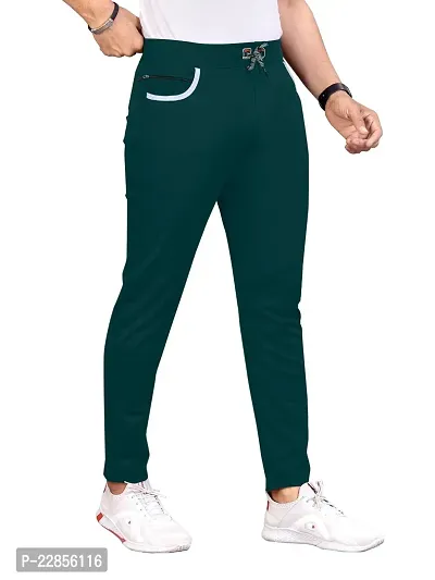 Stylish Green Polycotton Regular Track Pants For Men