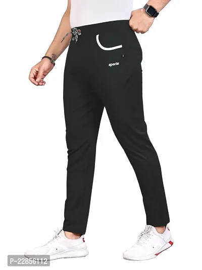 Stylish Black Polycotton Regular Track Pants For Men