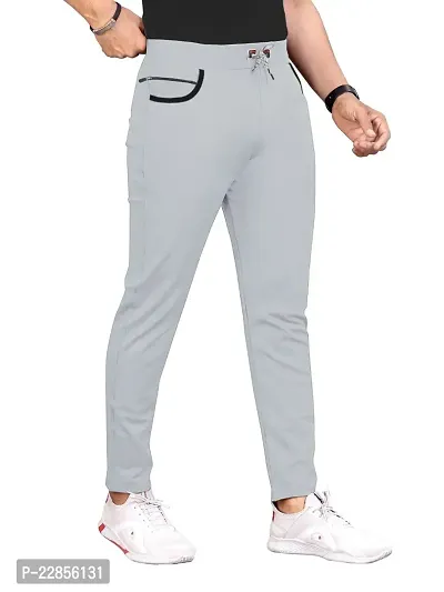 Stylish Grey Polycotton Regular Track Pants For Men