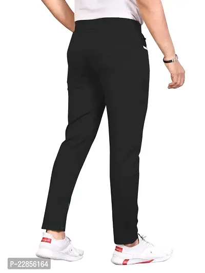 Stylish Black Polycotton Regular Track Pants For Men-thumb2