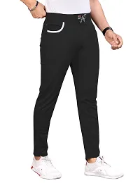 Stylish Black Polycotton Regular Track Pants For Men-thumb2