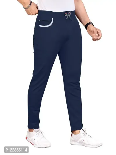 Stylish Blue Polycotton Regular Track Pants For Men-thumb3