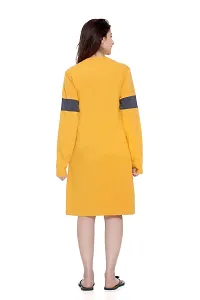 PLUSH Women's Cotton T-Shirt Knee Length Dress/Girls Bodycon Striped Midi Dress (XXL-MST) Mustard-thumb3