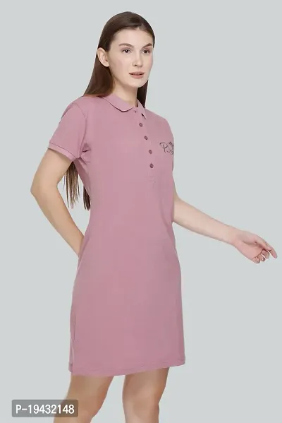 Women Stylish Cotton Blend Solid Shirt Dress-thumb3