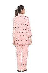 Stylish Peach Cotton Blend Printed Night Suit Set For Women-thumb4