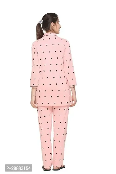 Stylish Peach Cotton Blend Printed Night Suit Set For Women-thumb5