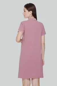 Women Stylish Cotton Blend Solid Shirt Dress-thumb1