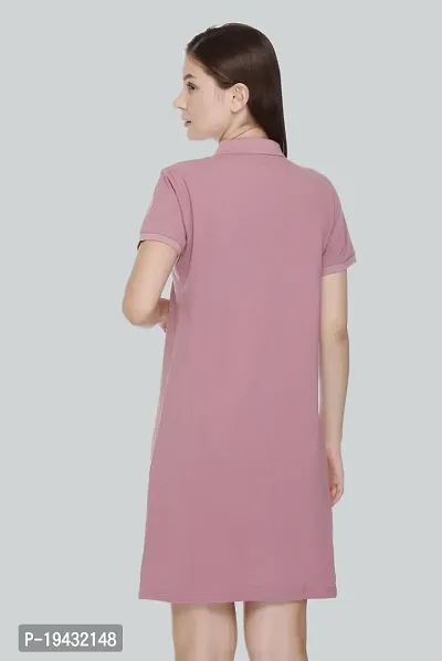 Women Stylish Cotton Blend Solid Shirt Dress-thumb2