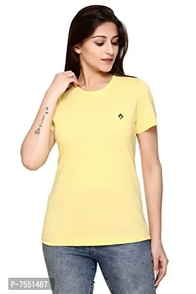 Plush Women's Regular Fit Cotton T - Shirts in Round Regular Fit Round Neck Short Sleeve T-Shirt Tops for Girls Stylish-thumb0