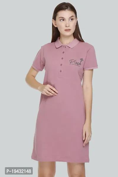 Women Stylish Cotton Blend Solid Shirt Dress