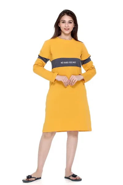 PLUSH Women's T-Shirt Knee Length Dress/Girls Bodycon Striped Midi Dress (XXL-MST)