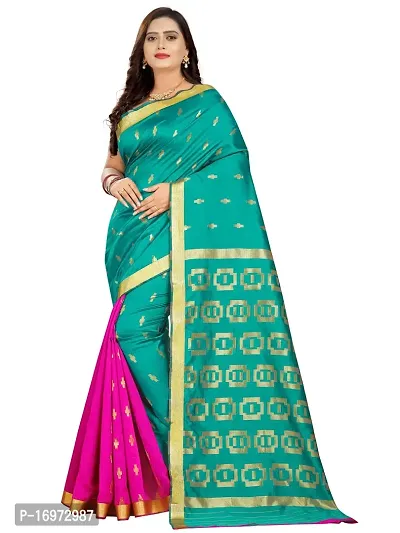 Stylish Cotton Silk Light Green Embellished Saree with Blouse piece