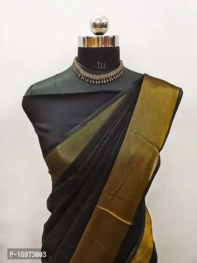 Stylish Chiffon Black Embellished Saree with Blouse piece-thumb2