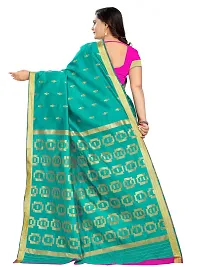 Stylish Cotton Silk Light Green Embellished Saree with Blouse piece-thumb1