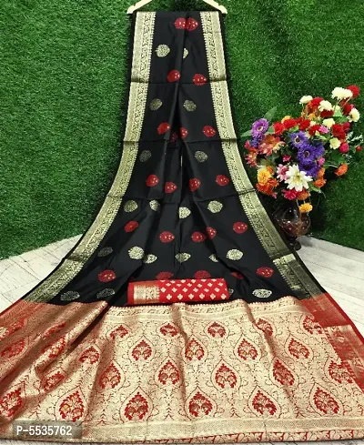 Black Banarasi Art Silk Multi Meenakari Jari Woven Saree with Contrast designer blouse