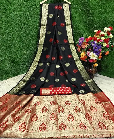 Banarasi Art Silk Meenakari Jari Woven Saree with Contrast designer blouse