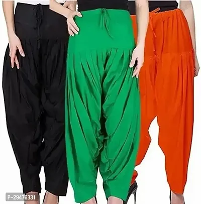 Loose Fit Cotton Plain Patiala Salwar For Women Pack Of 3