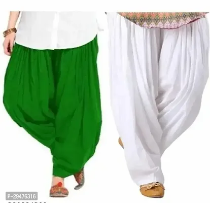 Loose Fit Cotton Plain Patiala Salwar For Women Pack Of 2-thumb0