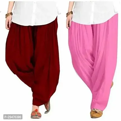 Loose Fit Cotton Plain Patiala Salwar For Women Pack Of 2-thumb0