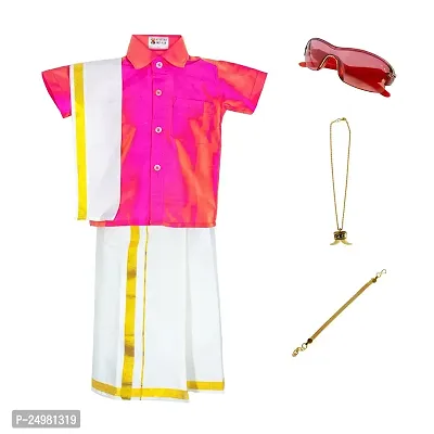 AMIRTHA FASHION Boys Traditional Dhoti  Shirts SET WITH ACCESSORIES (AMFCMTOM- $)