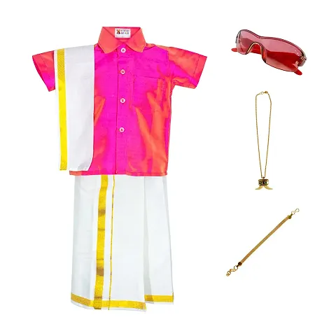 AMIRTHA FASHION Boys Traditional Dhoti Shirts SET WITH ACCESSORIES (AMFCMTOM- $)