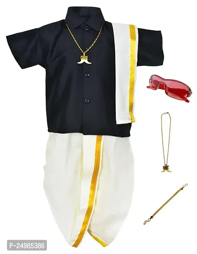AMIRTHA FASHION Boys Traditional Dhoti  Shirts SET WITH ACCESSORIES (Pyjamas Dhoti BLUE)