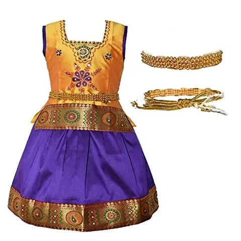 AMIRTHA FASHION Girls Traditional Lehenga Choli RATHI CHILD PATTU(AMFRPBGV)