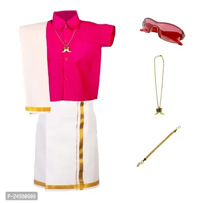 AMIRTHA FASHION Boys Traditional Dhoti  Shirts SET WITH ACCESSORIES (RSTCMBD-$)