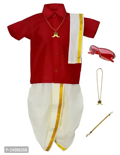 AMIRTHA FASHION Boys Traditional Dhoti  Shirts SET WITH ACCESSORIES (Pyjamas Dhoti BLUE)-thumb0